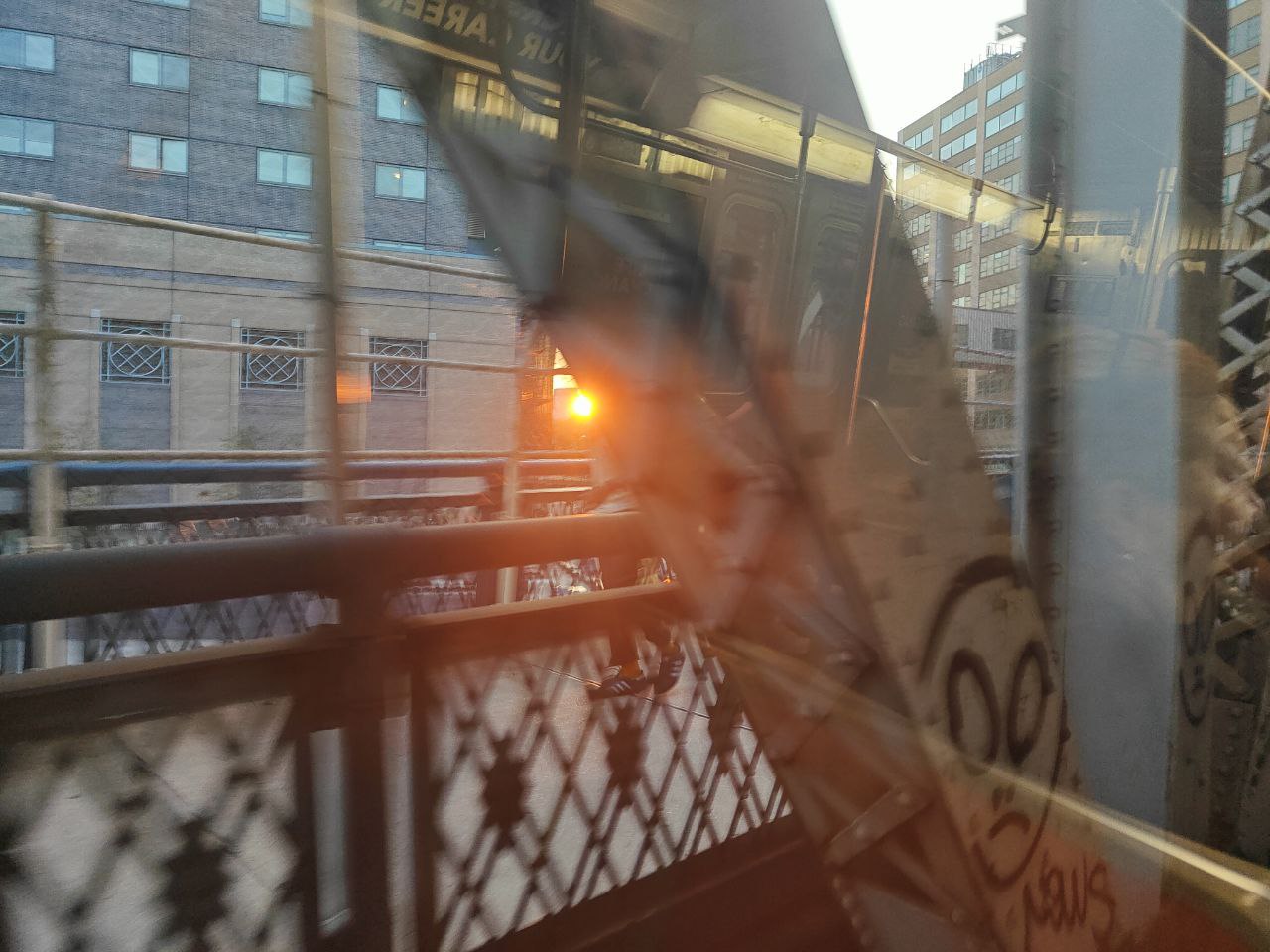 Sunset over Brooklyn, seen from the train.