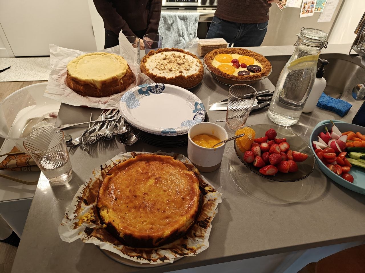 Four cheesecakes.