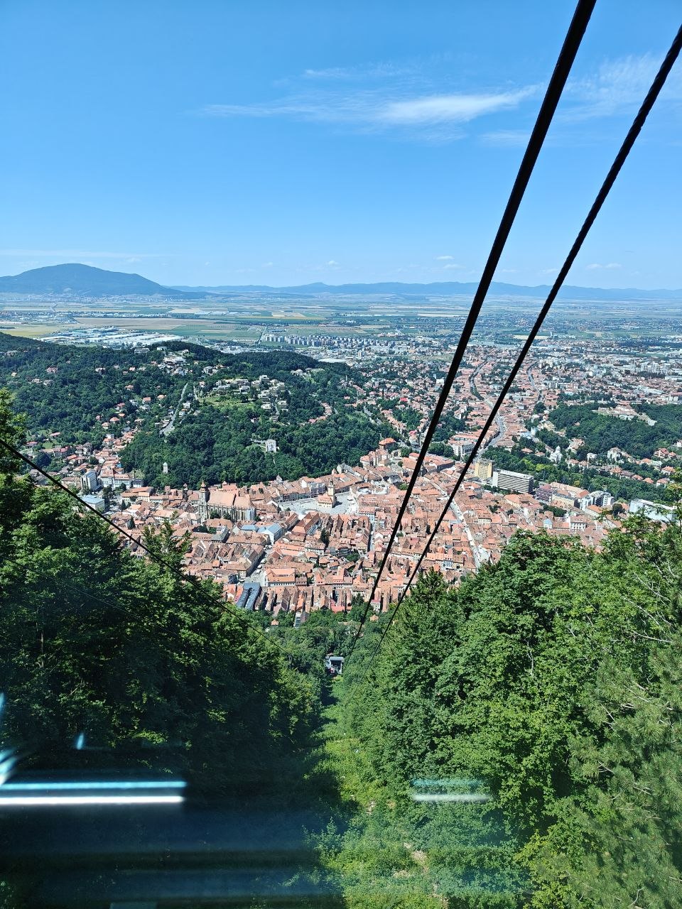 view over Brașov from the cable car on Tâmpa mountain