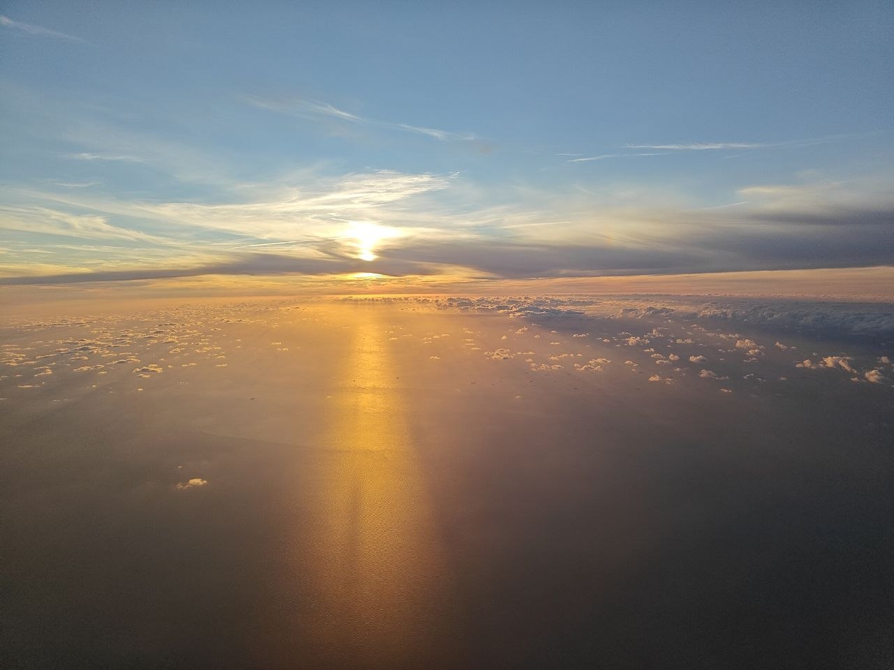 sunset over the clouds